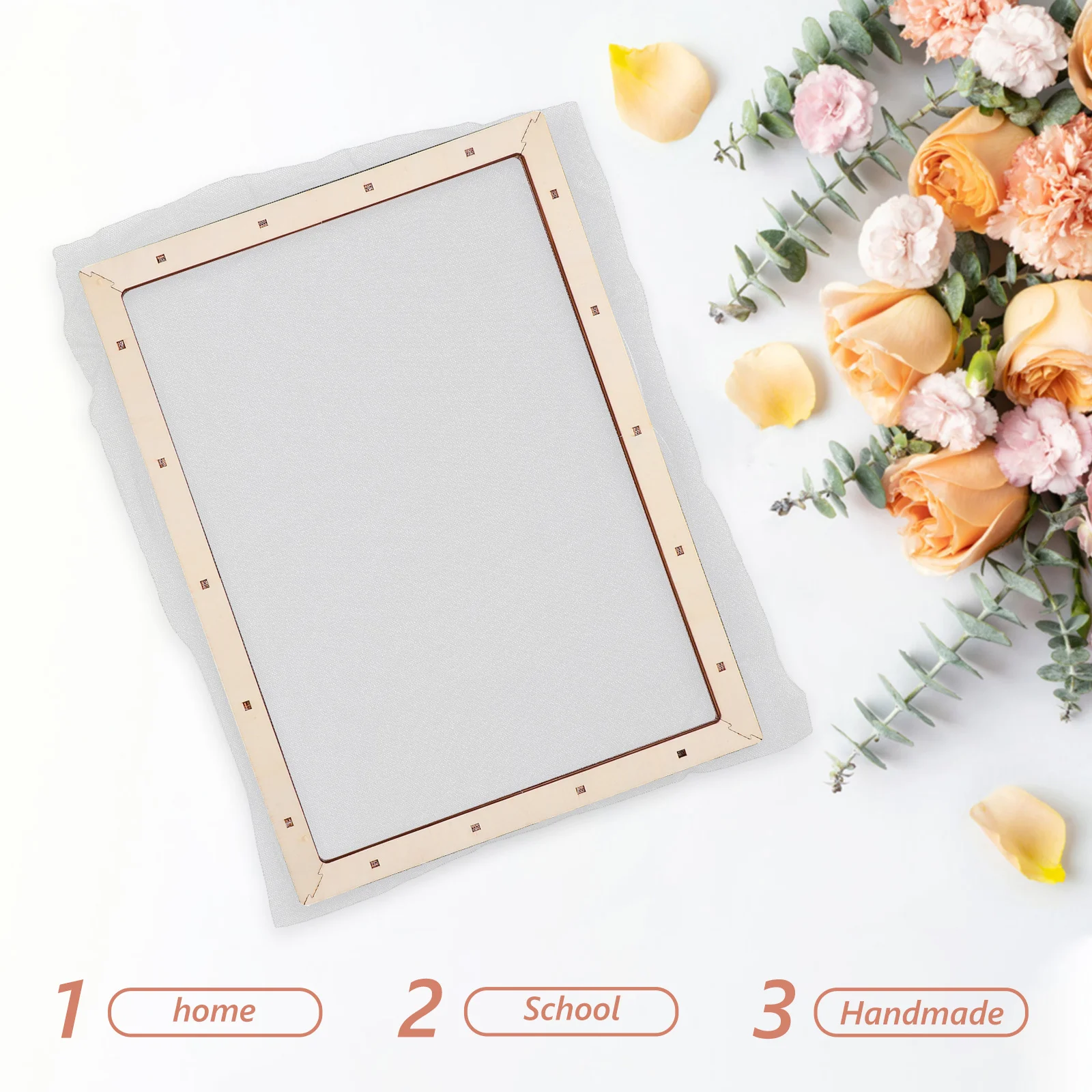 

Wooden Papermaking Screen 30x40 Cm Deckle Mold DIY Paper Craft Frame Mesh Screen for Paper Making Dried Flower Art Projects