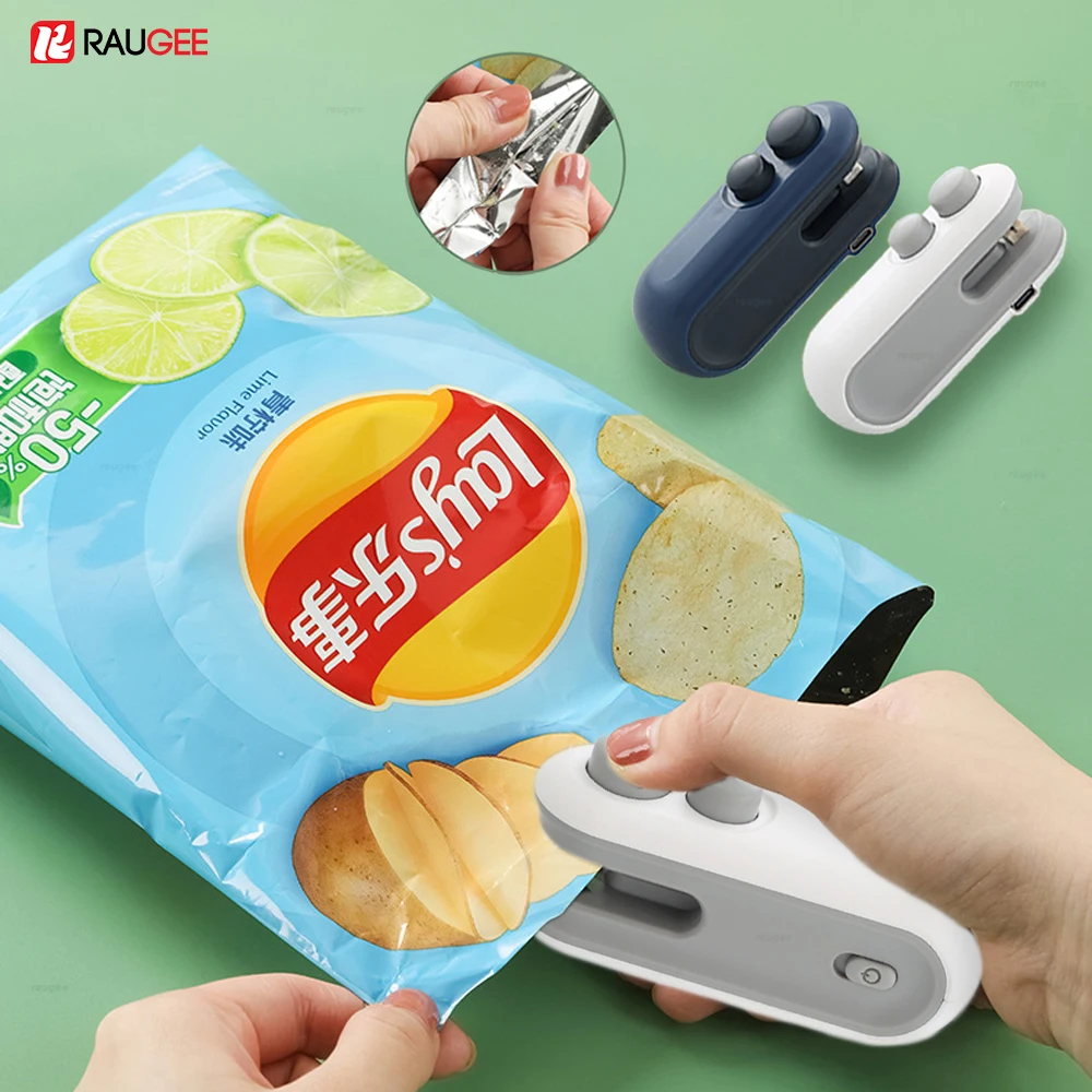 Sealing Machine Rechargable 2 In 1 Bag Mini Heat Sealer Storage Bag Plastic Package Snack Sealer Handheld Heat Sealer for Food