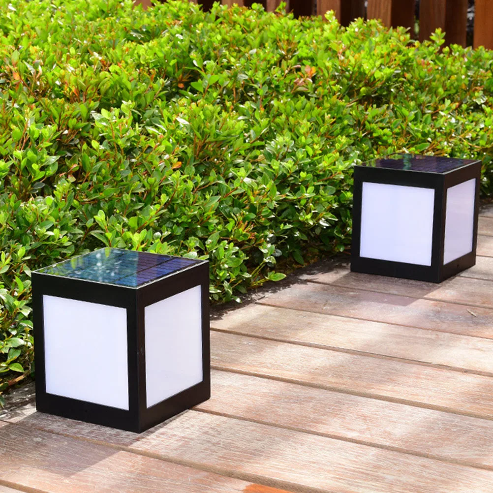 

Solar Powered Wall Light Black Plastic Pillar Post Yard Lamp Outdoor Waterproof Night Lighting L scape Garden