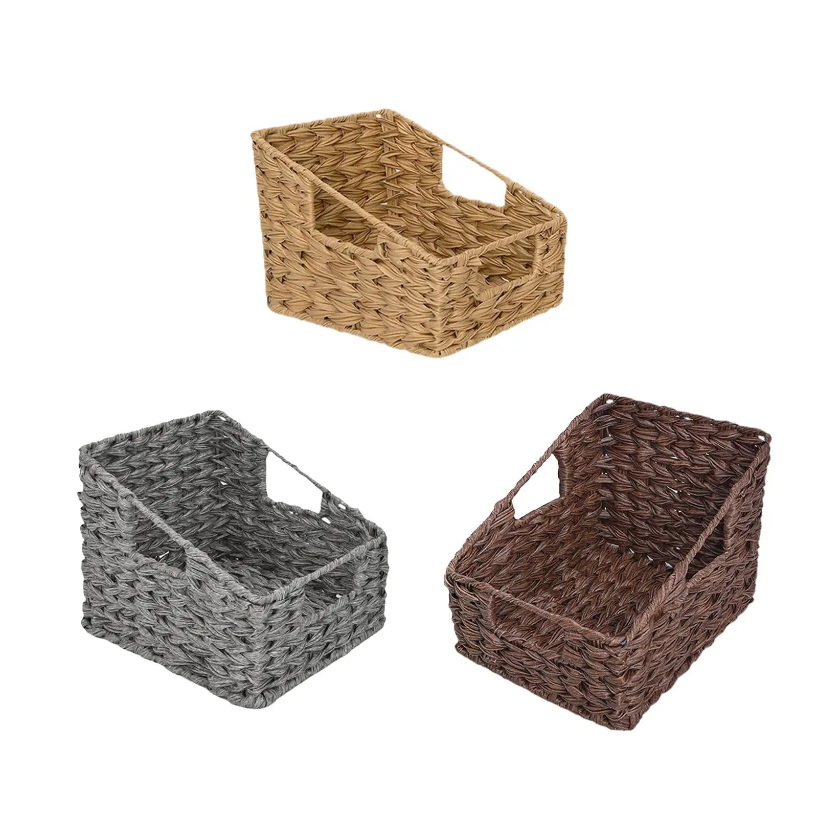 Storage Baskets for Shelves Multifunctional with Handles Woven Storage Basket for Shelves Dresser Drawer Kitchen Cabinet