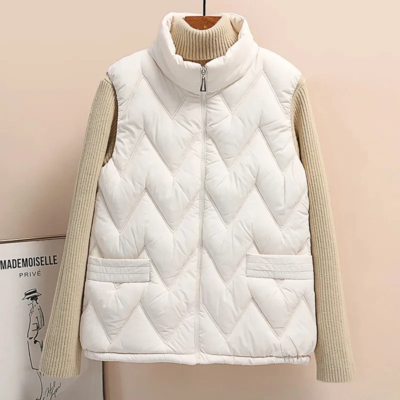 2024 New Puff Vest Women Winter Sleeveless Puffer Jacket Women Warm Cotton Jacket Vest Cardigan Korean Fashion Coats Clothing