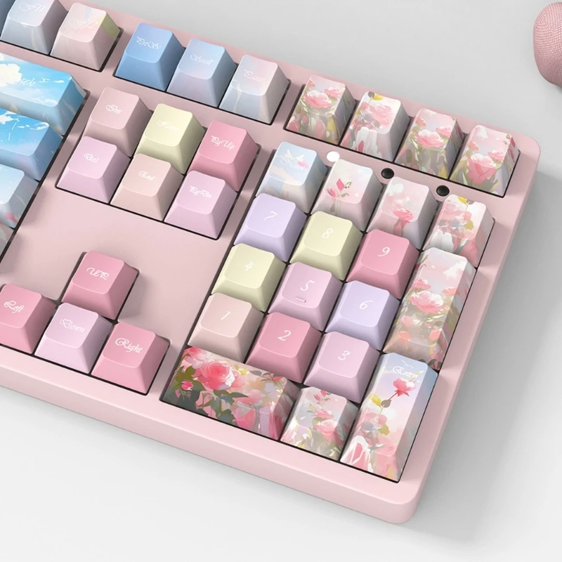 Imagem -05 - Teclado Mecânico Keycaps Colorido Grosso Pbt Dyesubbed para Trabalho e Jogos 55kc 141 Peças