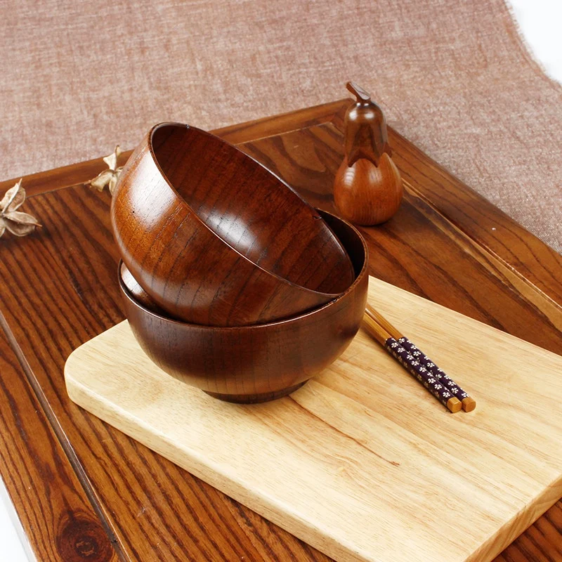 Jujube Japanese-Style Wooden Bowl Wooden Rice Bowl Noodle Bowl Solid Wood Bowl, 4.5 Inches By 2-5 / 8 Inches, 8 Packs