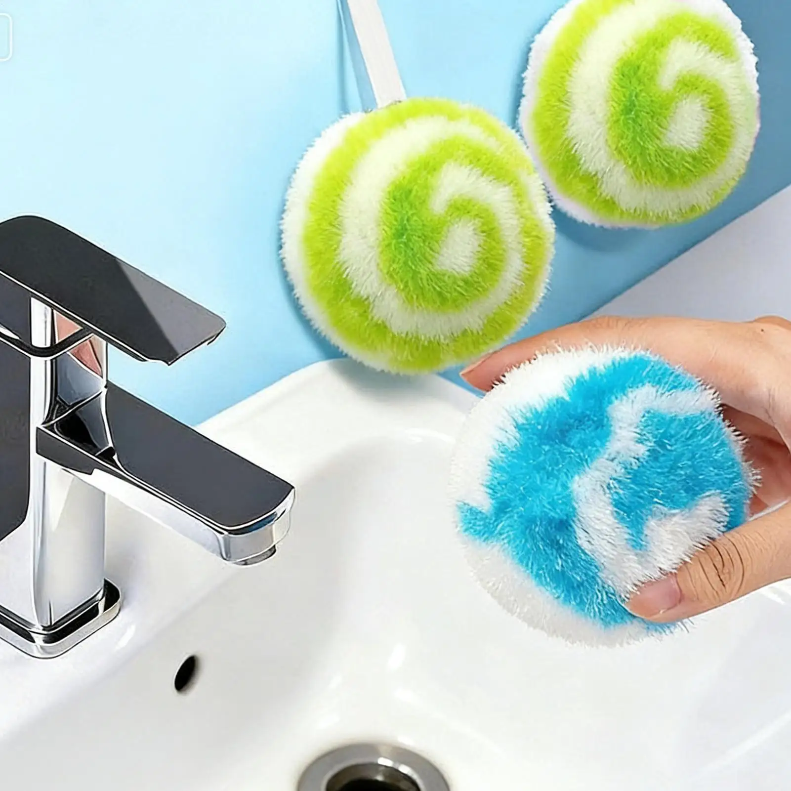 Nano Cleaning Ball For Quick Cleaning Kitchen Stains Colorful Stripes Balls With Hanging Rope Household Cleaning Tools