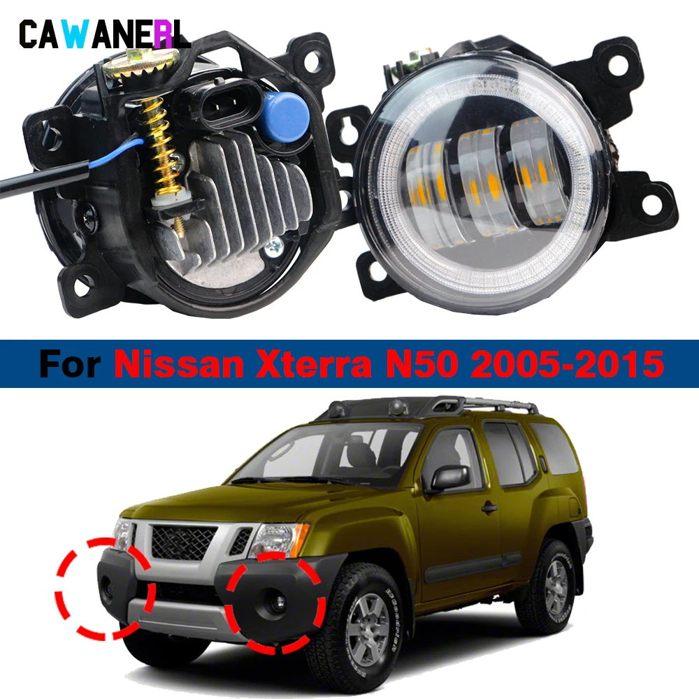 

2 X Angel Eye LED Lens Fog Light Daylight For Nissan Xterra N50 2005-2015 30W Adjustable Car Driver + Passenger Fog Lamp DRL H11