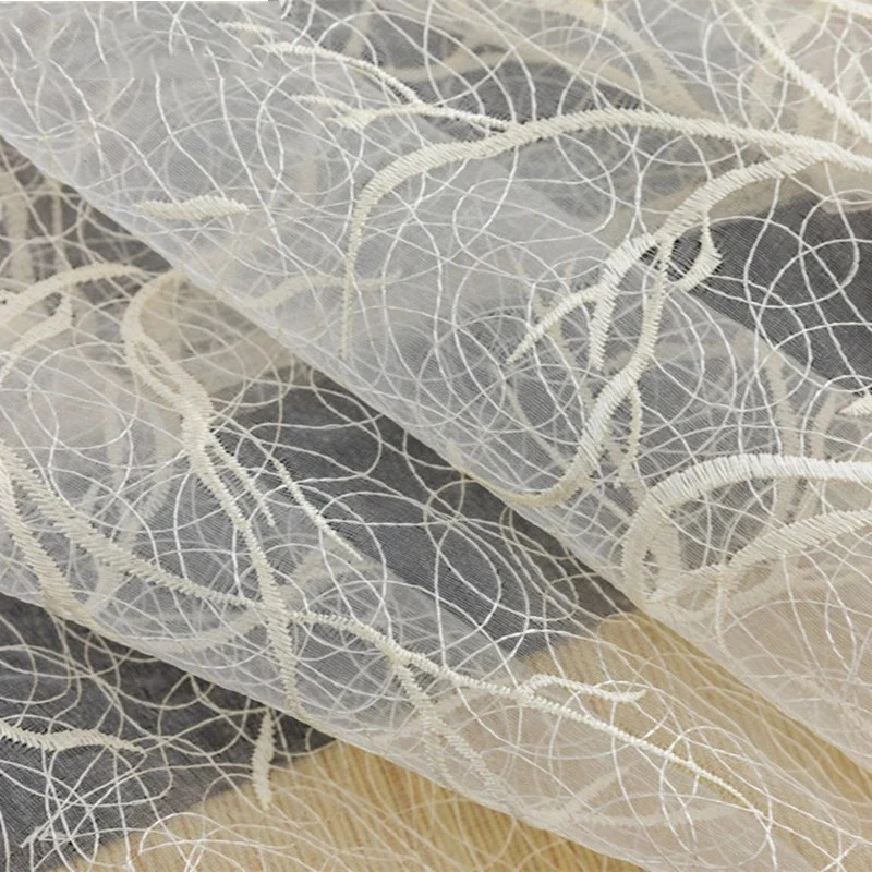 New Design Chaotic Tree Pattern Window Treatments Tulle For Living Room Beige Embroidered Gauze Fabric For Bedroom Panels M156&5