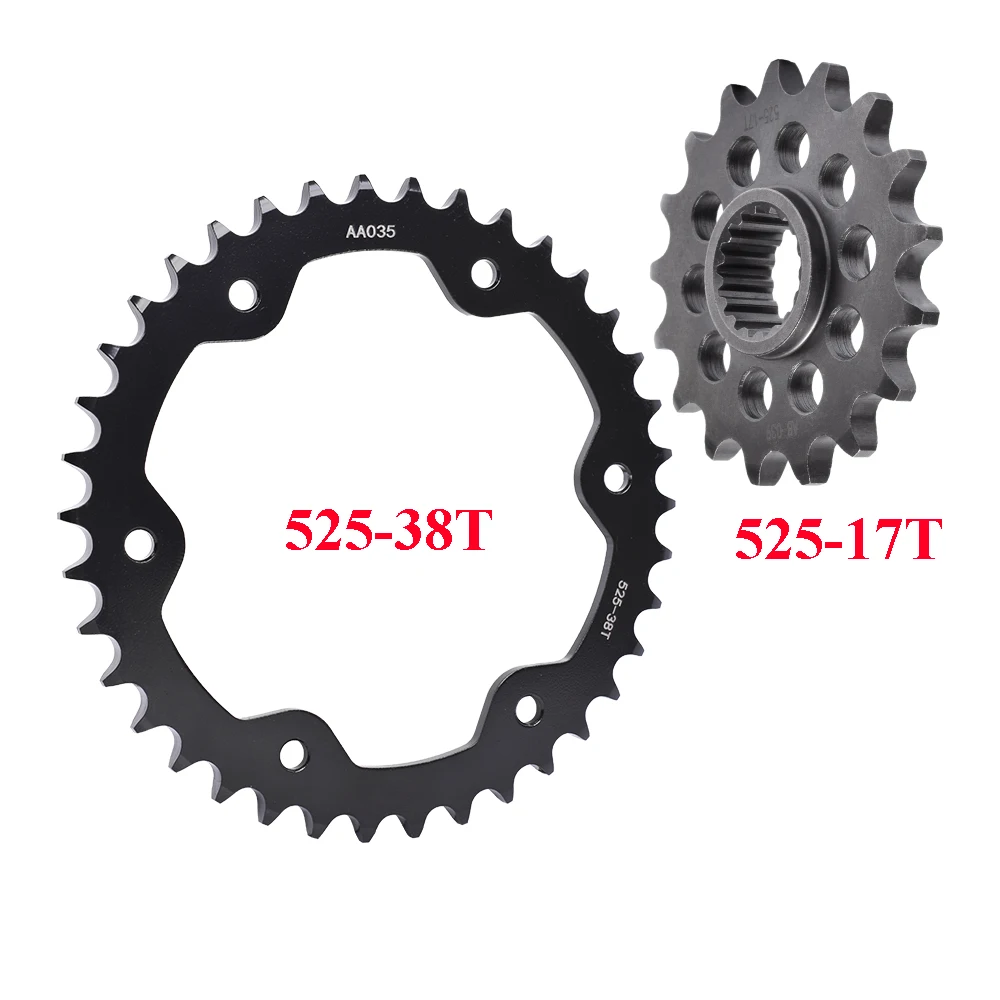 

525 17T 38T Motorcycle Front Rear Sprocket Gear Wheel Cam for K/TM 1290 Super-duke 1300 Brabus R 1390 Super-duke