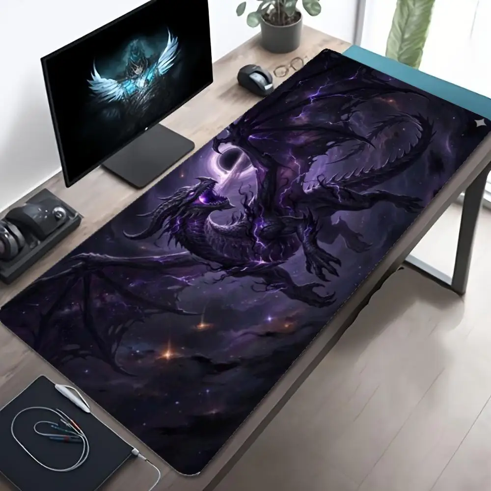 XXL Gaming Mouse Pad Dark Purple Thunder Dragon Black Hole Moon Castle Ice Dragon Non Slip Rubber Keyboard Mat For Game Player