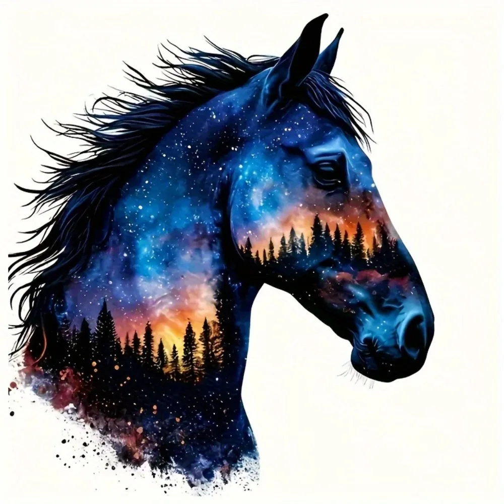 

Horse Leather Decal Design Featuring a Cosmic Forest And Starry Night Self Adhesive for Use on Cars Laptops Bottles