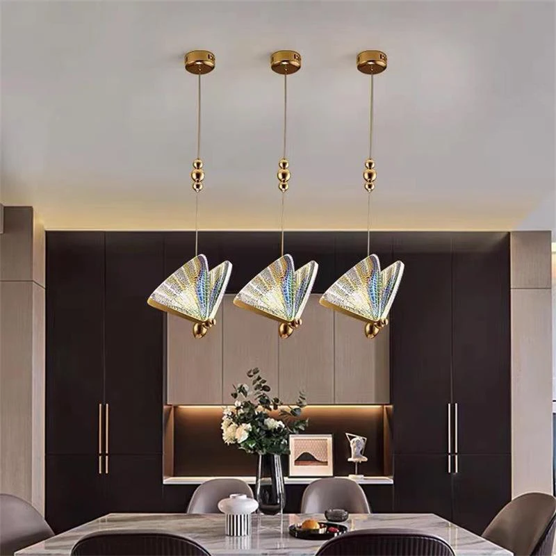 Indoor Butterfly LED Pendant Lights with RC for Bedside Bedroom Interior Chandelier Hanging Lamps for Dinning Room Kitchen Home