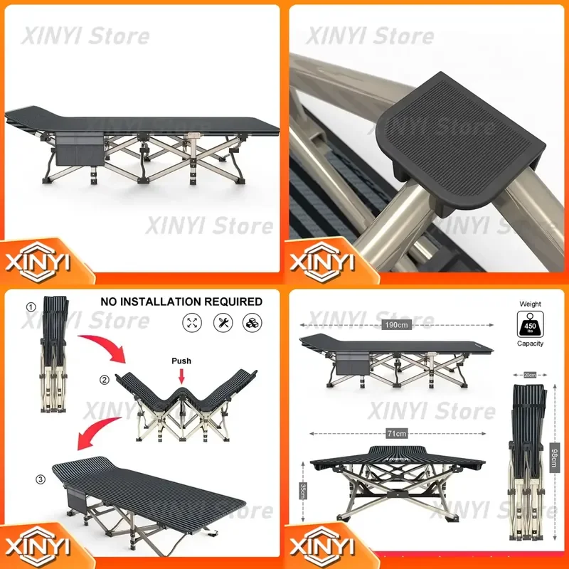 Folding Bed Chair for Outdoor Camping Lightweight Durable Portable Bunk Bed Tent for Baby Hiking Travel Red Cross Crib