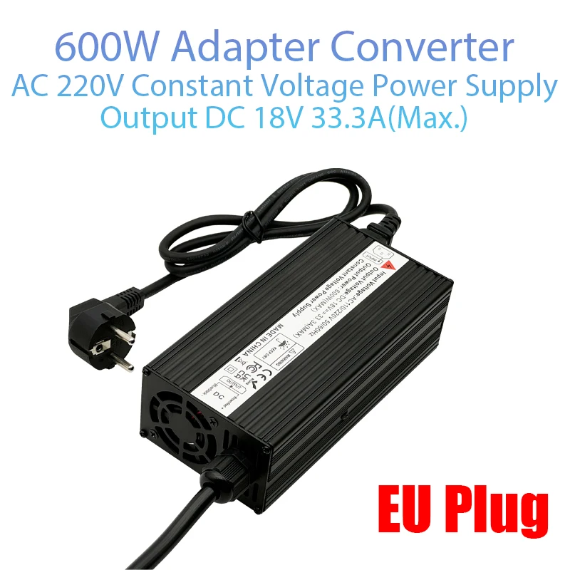 600W AC 110V/220V Adjustable Voltage Adapter Converter to DC 18V Power Supply with EU Plug for Makita for Milwaukee for DeWalt