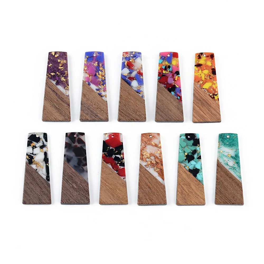 

10 шт., геометрические длинные полоски, деревянные подвески, подвески из смолы для изготовления ювелирных изделий своими руками-серьги, брелок, ожерелье, аксессуары