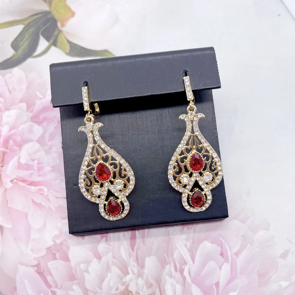 Neovisson Trendy Caftan Earring for Aristocratic Women Gold Color Algeria Wedding Jewelry Arab Drop Earring Handmade Gift