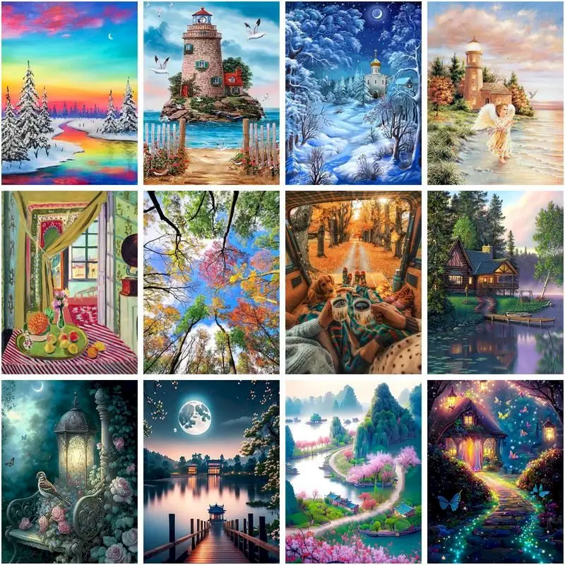 

CHENISTORY Acrylic Painting By Numbers Scenery Kit Acrylic Paint On Canvas Modern Wall Art Diy Picture By Number Home Decor