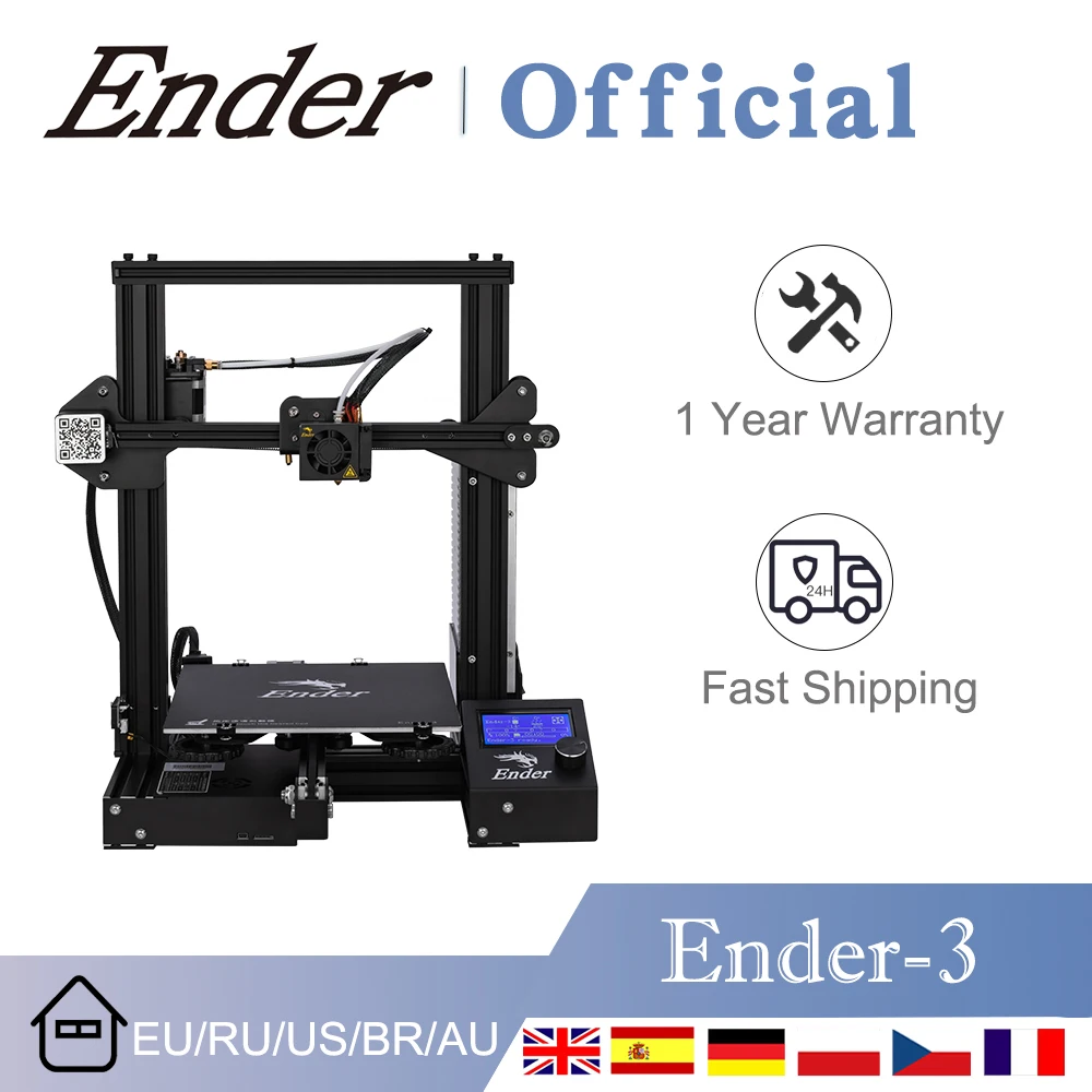 

CREALITY 3D Printer Ender-3 Newest Version DIY 3D Printer with 32 Bits Mute Mainboard V-slot Resume Power Failure Printing Kit