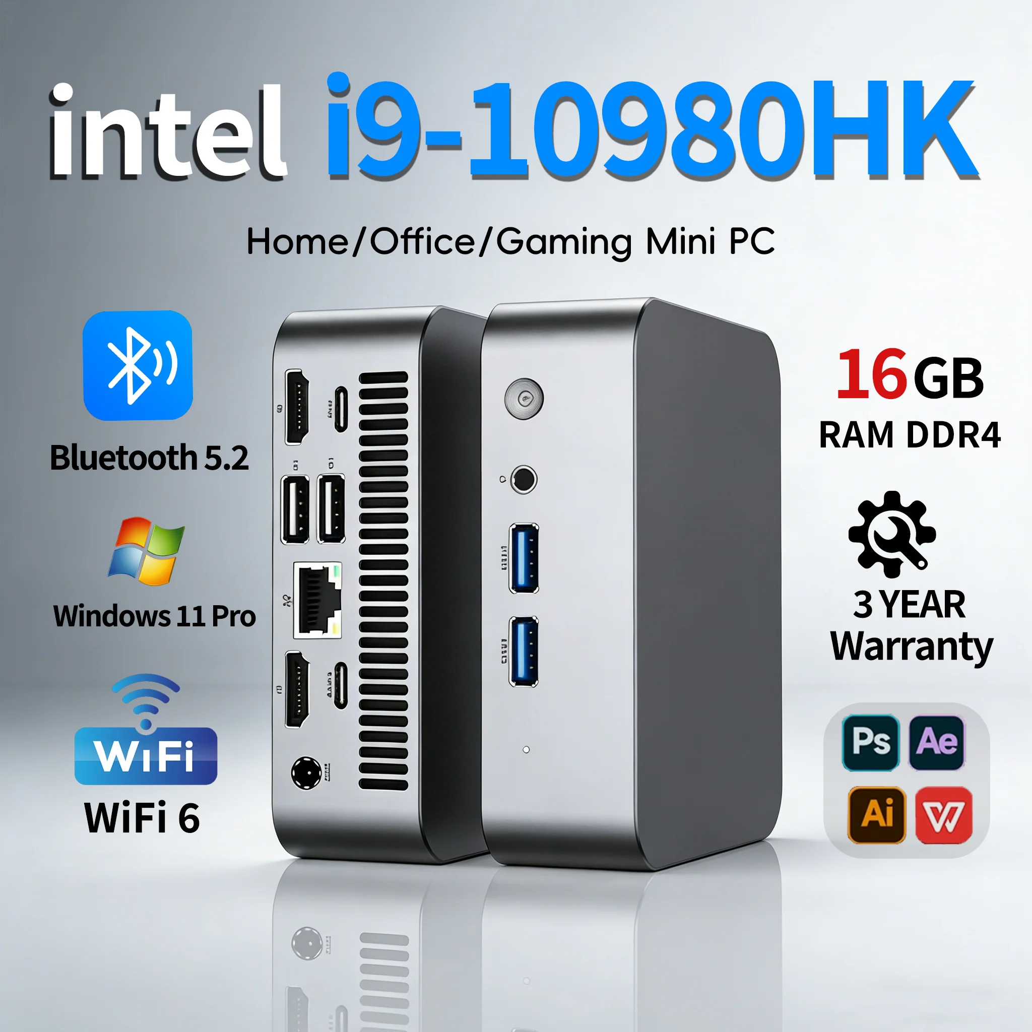 i9 MINI Gaming Computer  Intel Core i9 10980HK/Core i3 6100U MINI PC 16GB DDR4 2048GB SSD  WIFI 6 BT5.2 Gaming MINI PC