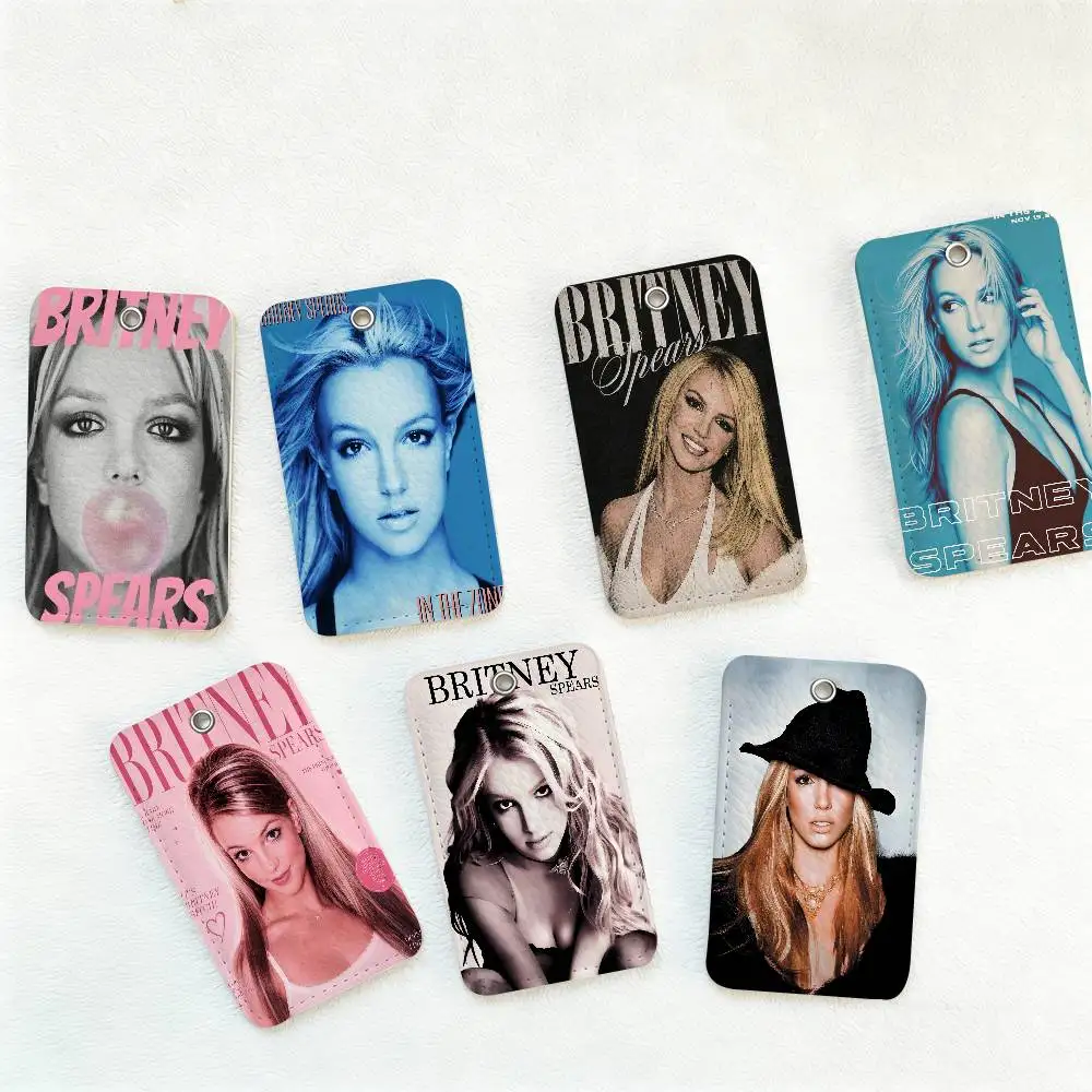 Singer B-Britney Spears S PU Soft Leather Rectangular Key Card Holder Induction Elevator Protection Cover Youth Faion Accory