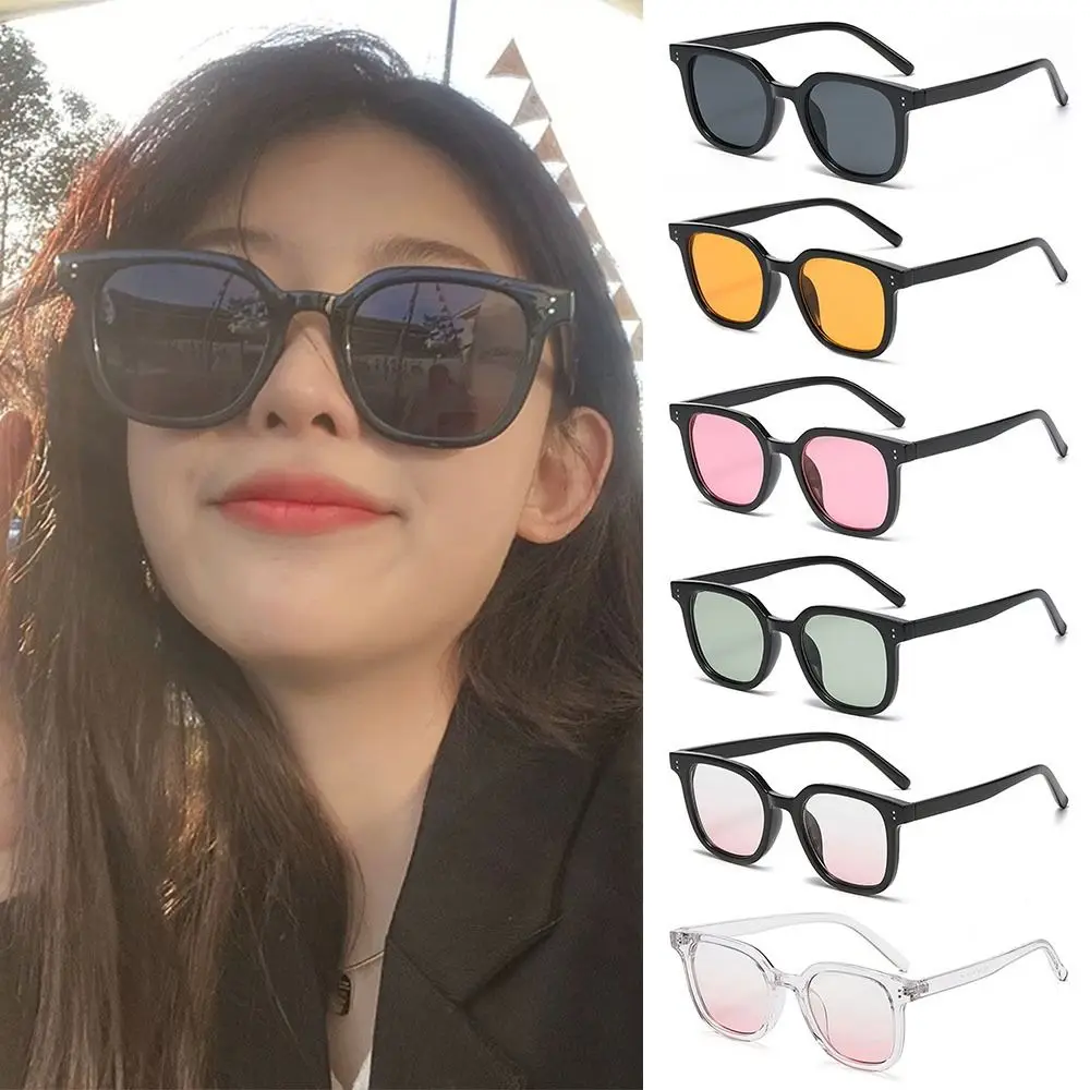 Retro Square Gradient Blush Sunglasses No Makeup UV400 Protection Anti-Glare Shades Decorative Eyewear for Women & Men