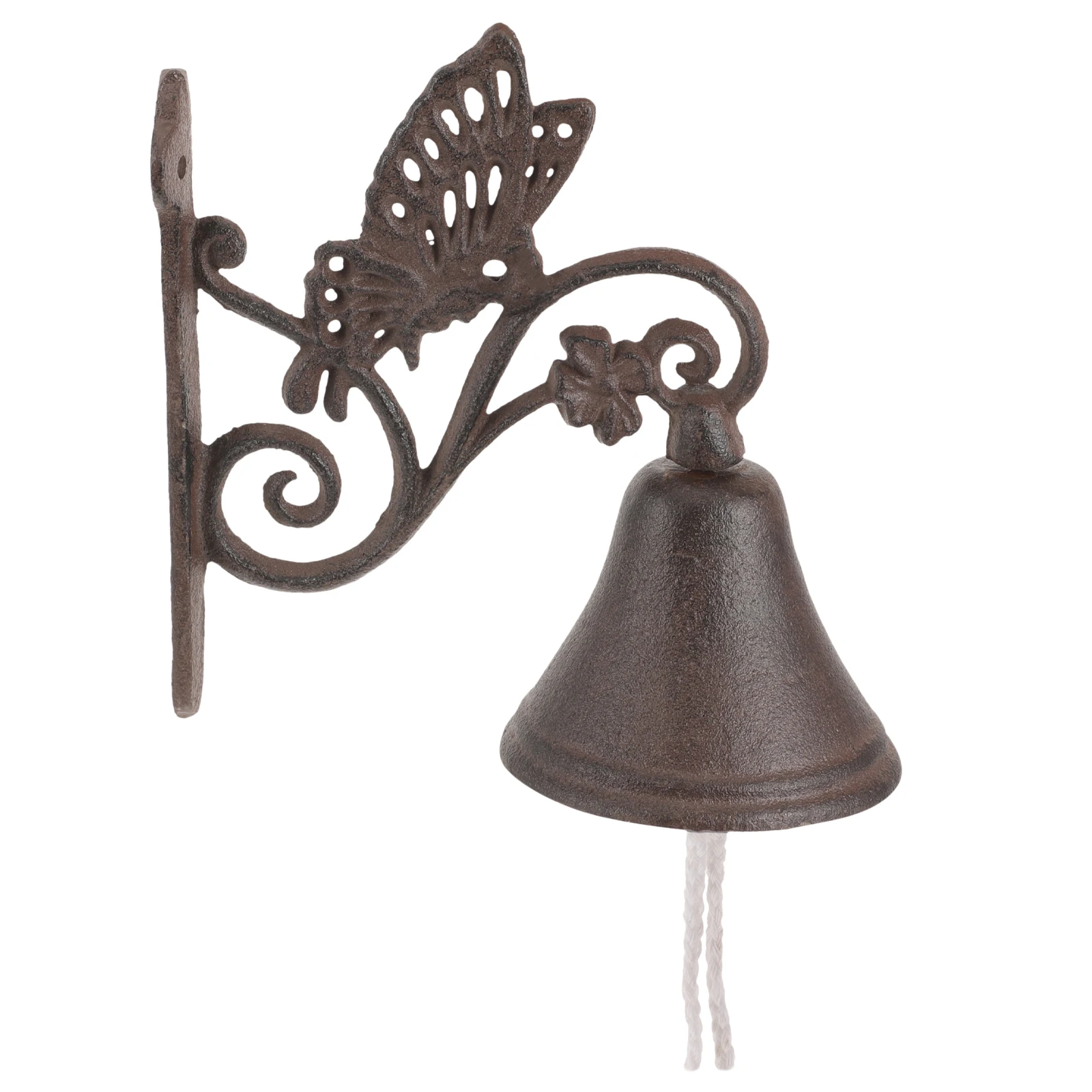 

Cast Iron Butterfly Doorbell Vintage Home Decor Rustic Hanging Bell Garden Accessory Outdoor Wall Mounted Manual Shaking