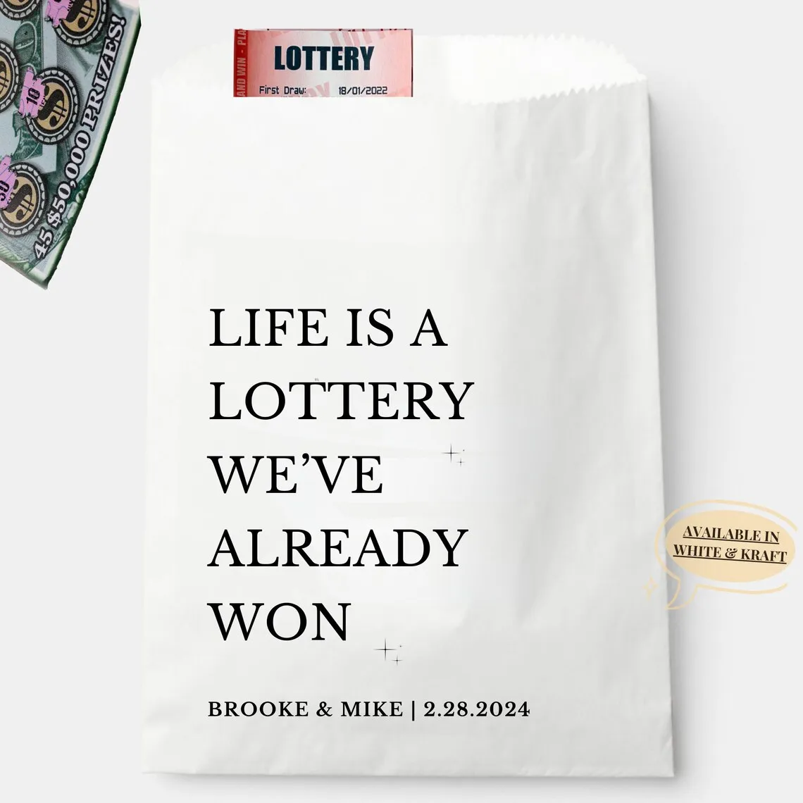 Life Is A Lottery Wedding Favor Bags Lotto Ticket Wedding Scratch off Wedding Favors Lottery Ticket Wedding Favor Bridal Shower