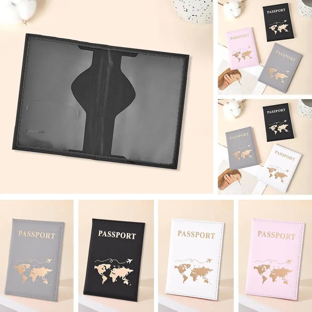 Fashion Passport Protective Cover World Pattern Travel Passport Holder Wallet Gift PU Leather Card Case Cover Unisex Storage Bag