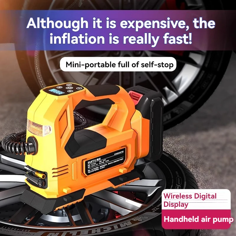 Cordless Electric Inflator 140W High Power with Digital Gauge for Car Bike Home Outdoor Emergency Use