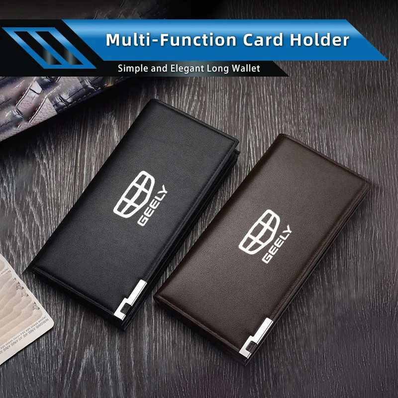 Mens Wallet Long Purse Leather Clutch Large Business Handbag Multi Functional Coin Purse For Geely Atlas Boyue NL3 X6 EX7 Emgran