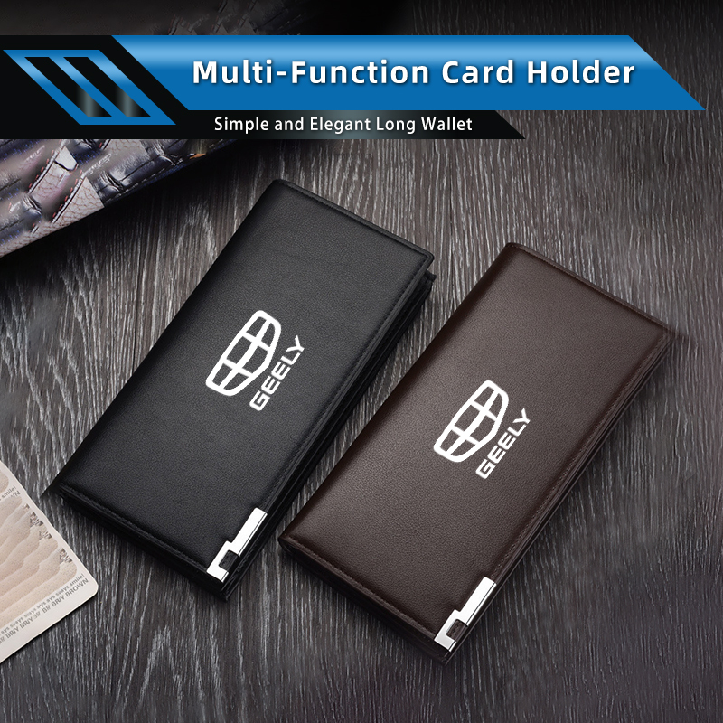  Mens Wallet Long Purse Leather Clutch Large Business Handbag Multi Functional Coin Purse For Geely Atlas Boyue NL3 X6 EX7 Emgran 