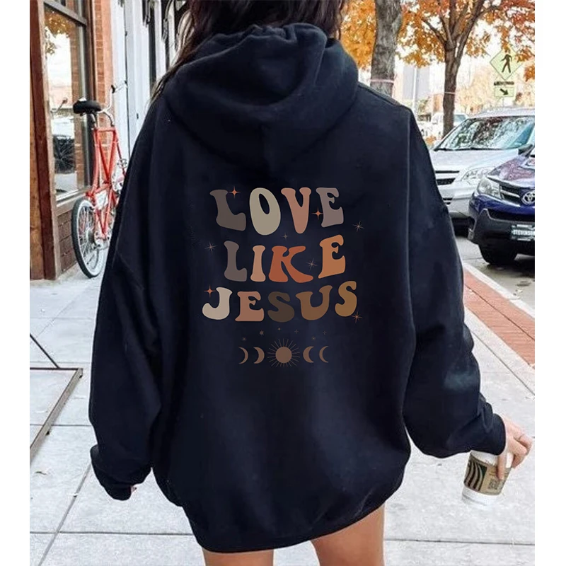 Farbige Liebe wie Jesus Hoody Vintage Frauen Langarm Pullover Christian Bibel Pullover Streetwear