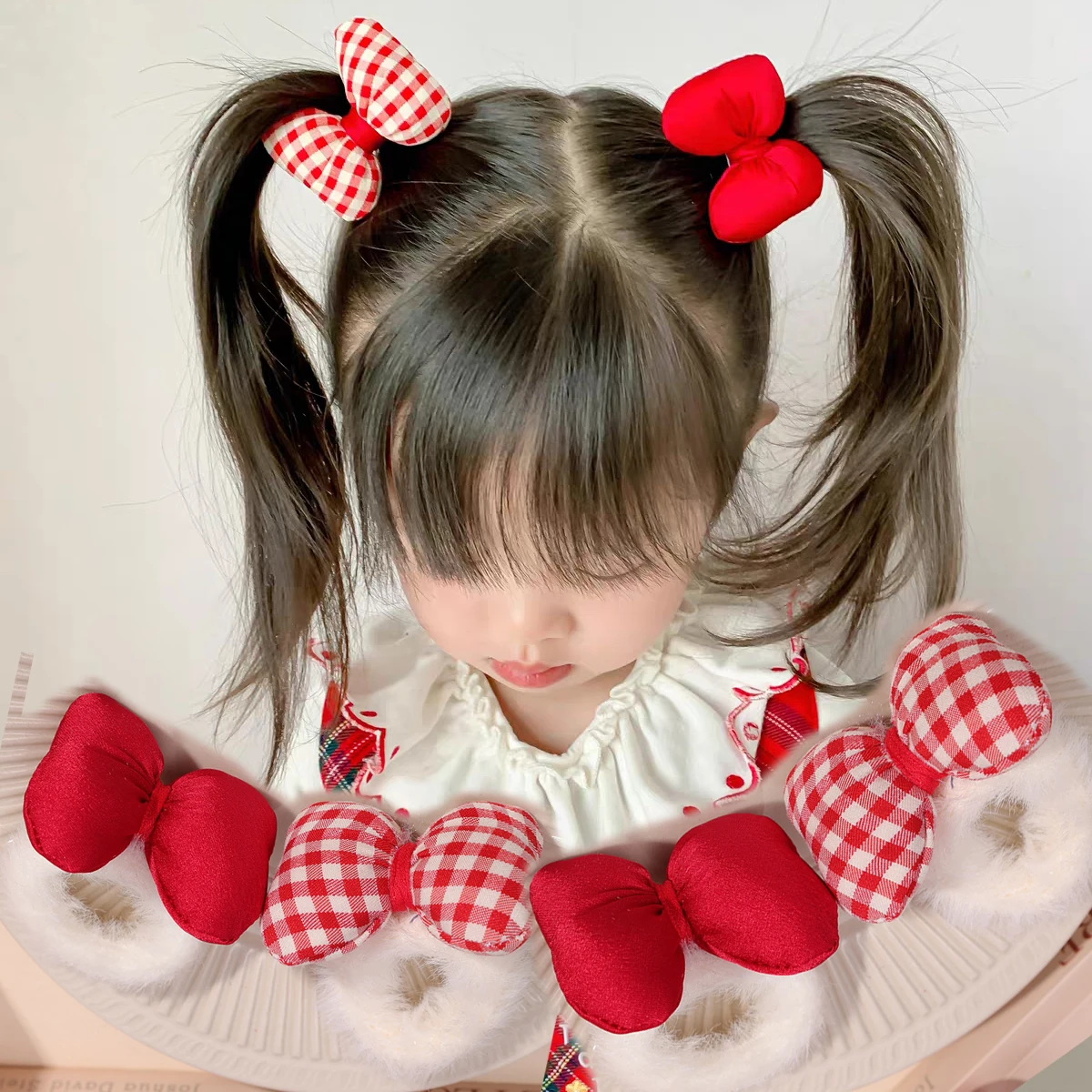 

Baby Girls New Year Hair Bow Ties for Women Kids Rubber Band Bow Headwear Hair Tie Hair Tie Elastic Hairs Bands Accessories
