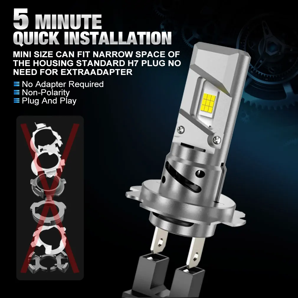 28000LM H7 LED Headlights Bulb 18pcs 3570 CSP Chips for Car Headlamp Auto Diode Mini Canbus H7 Turbo Led Lamps 6000K 12V