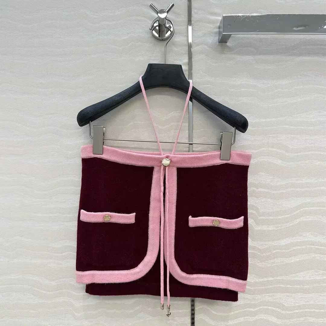 

Autumn and winter new women's knitted vest elegant strapless high-quality short top