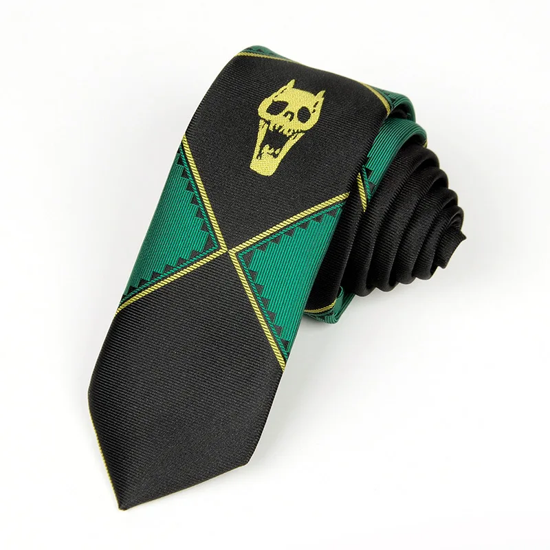 JoJo Tie Kira Yoshikage Neckcloth คอสเพลย์เครื่องแต่งกาย Tie KILLER QUEEN Skull คอสวรรค์ประตูเนคไท