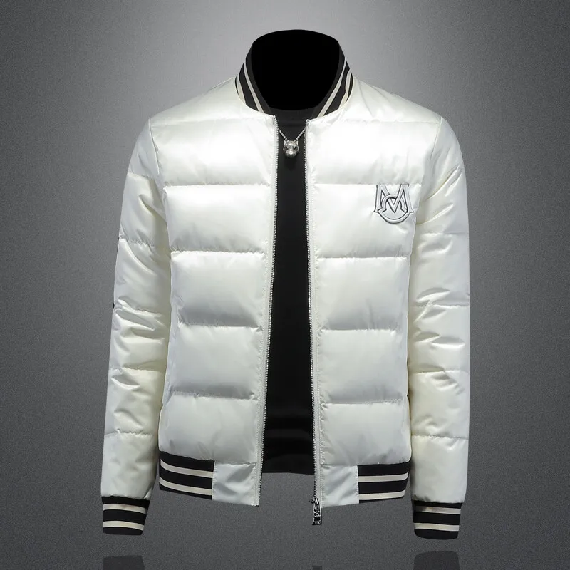 

Vm Thiened White Du down Jaet Men's Winter New Sle Baseball Coat Trendy Brand Youthful Polyester Fabric