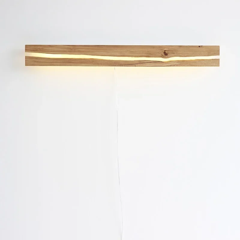 شمال أوروبا خشب متين كهرماني كريستال الكراك الجدار مصباح الجوز الأسود البلوط تخزين الرف الديكور مسكن الرف #2