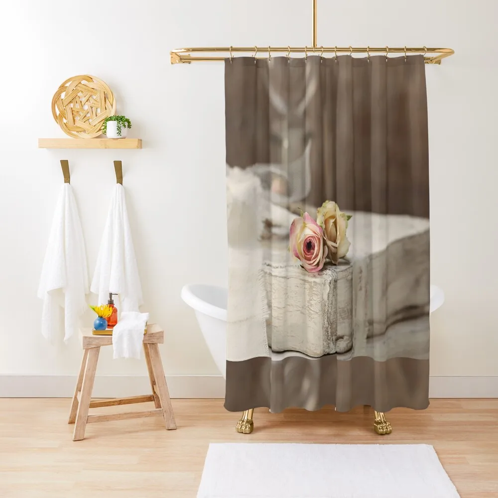 

Shabby Chic Book & Roses Shower Curtain Bathroom And Shower Products Luxury Bathroom Shower Set Luxury Bathroom Curtain