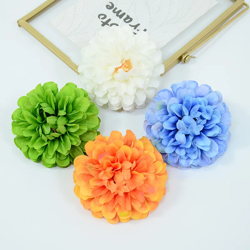 

10cm 8colors Artificial Silk Ball Chrysanthemum Flower Heads For Hat Decor White DIY Wedding Wall Home Party Bouquet Decoration