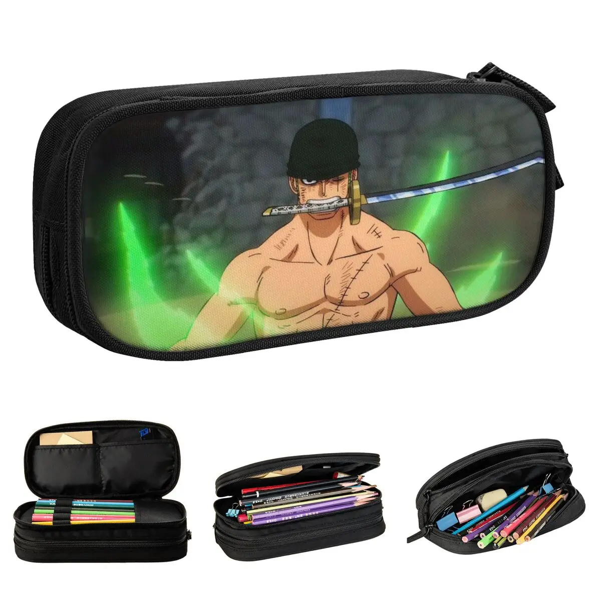 

Luffyed Zoros Choppers Anime Pencil Cases Pencilcases Pen Box Kids Large Storage Bags Office Zipper Stationery
