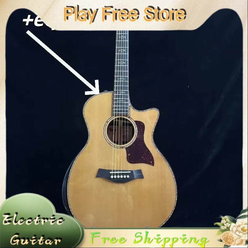 Gloss Solid Top Red Cedar Body Acoustic Guitar Ebony Fingerboard W914+EQ Pickup Floral Inlay Advanced Fingerstyle Folk Guitar
