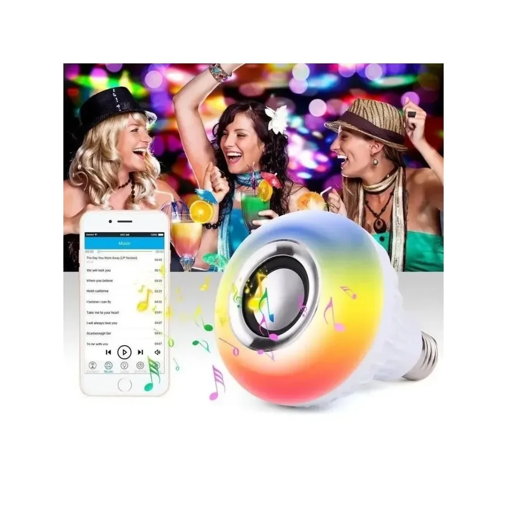 RGB Smart Lamp with Bluetooth Speaker, Color Changing Music Light with E26/E27 Base, 16 Million Colors, Remote Control