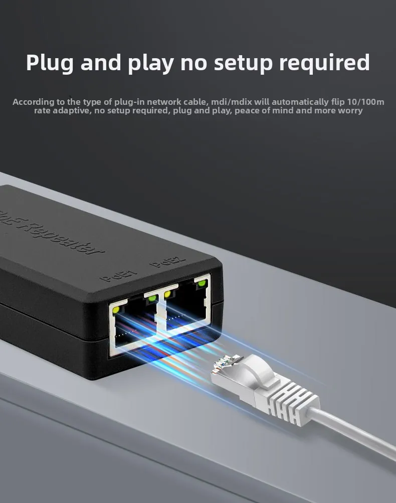 2 Port POE Extender 100 Mbit/s mit IEEE 802.3af Standard für NVR IP Kamera AP IP VOICE POE Erweitern Sie 100 Meter für POE-Reichweite