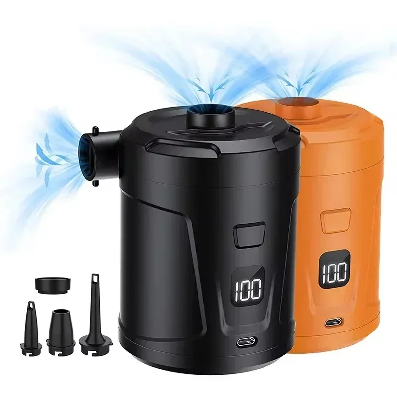 Portable Mini Electric Air Pump Inflator with 3 Nozzles 5200mAh Battery for Air Mattresses Pool Floats PVC Boat Swimming Ring