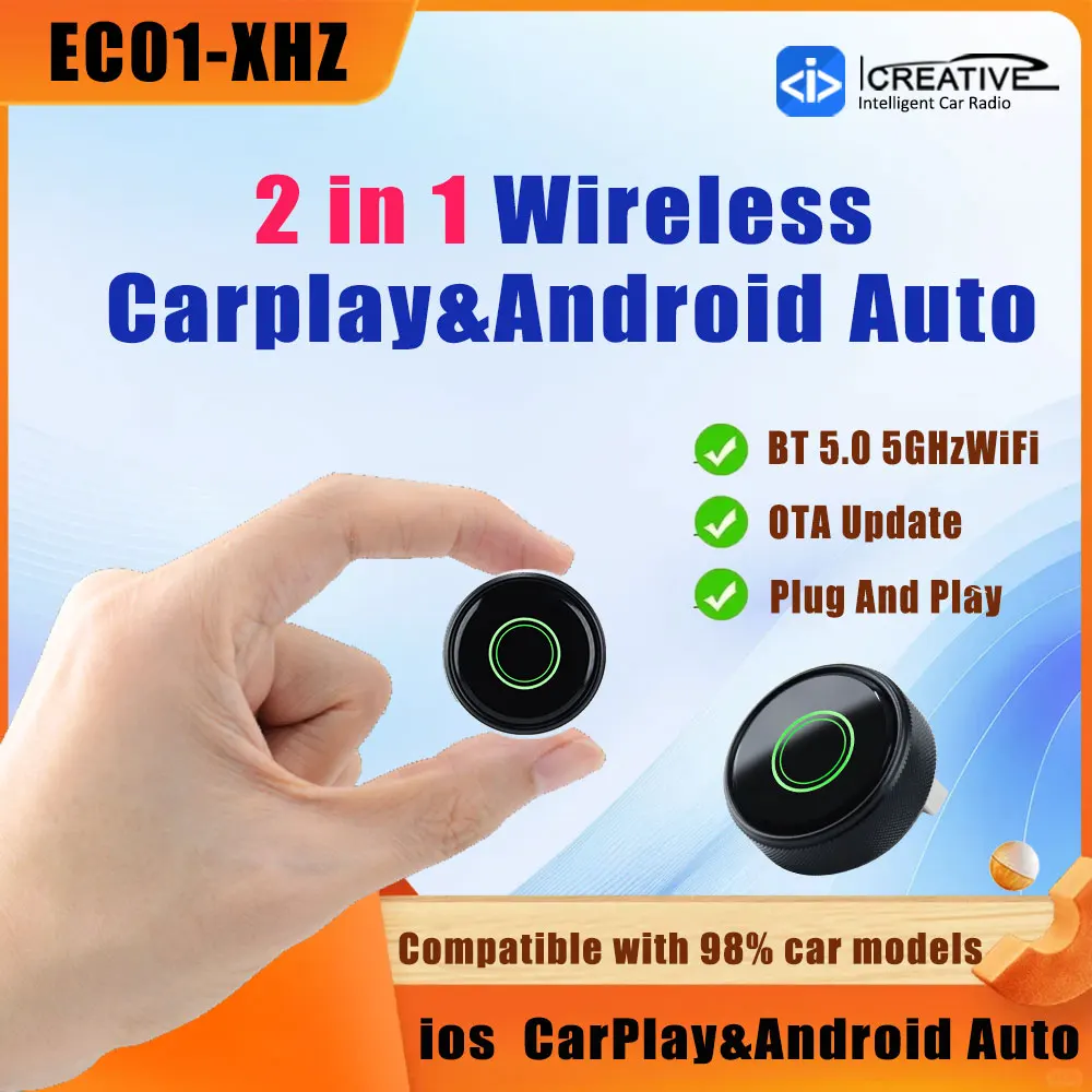 

Беспроводной 2в1 CarPlay Android Auto адаптер-конвертер 2025 Универсальный портативный мини-ключ AI Smart Box для обновления автомобильной системы