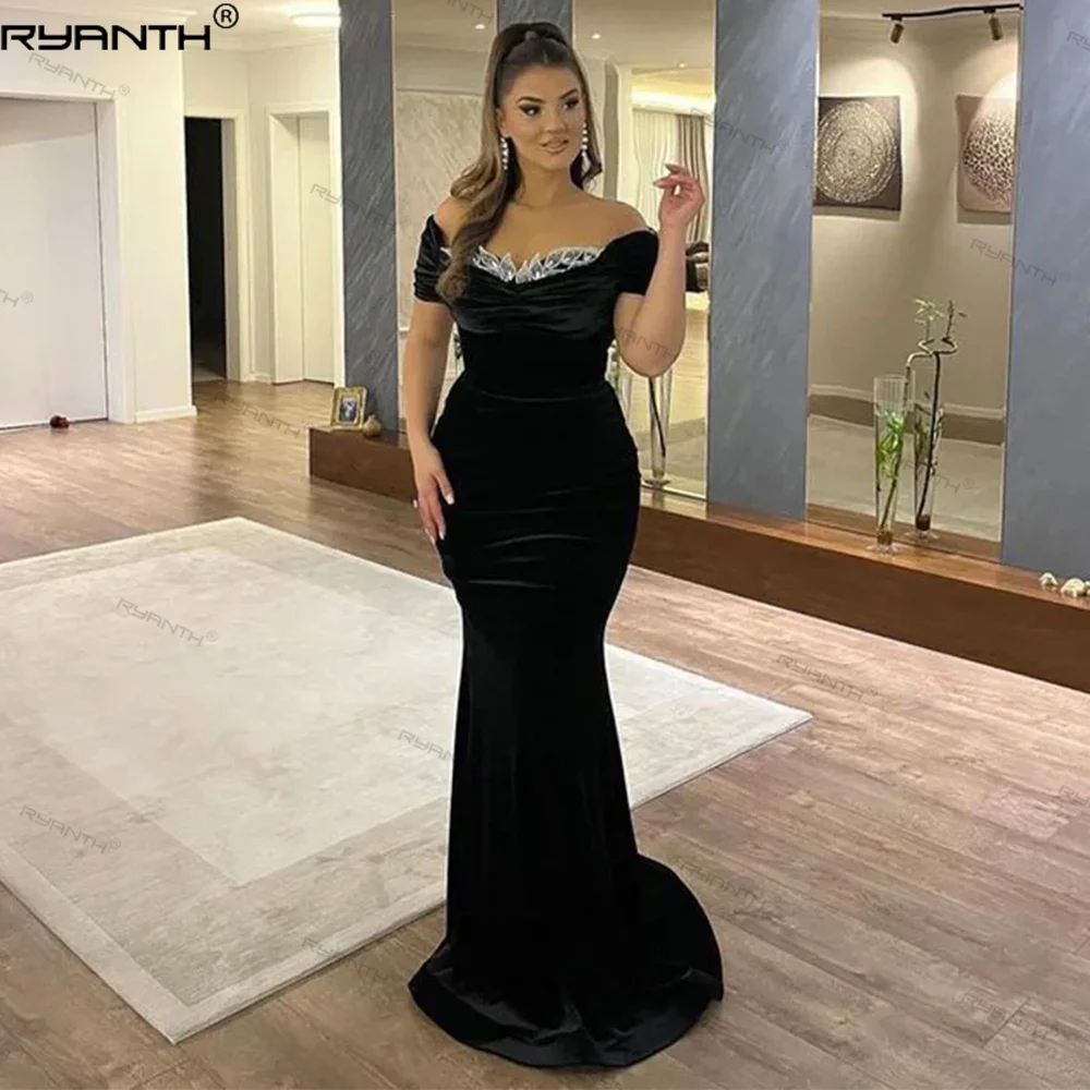 

Ryanth Red Celebrity Gowns Mermaid Evening Dress Full Puff Sleeve V-Neck Maxi Prom Wedding Party Dress vestidos de fiesta 2024