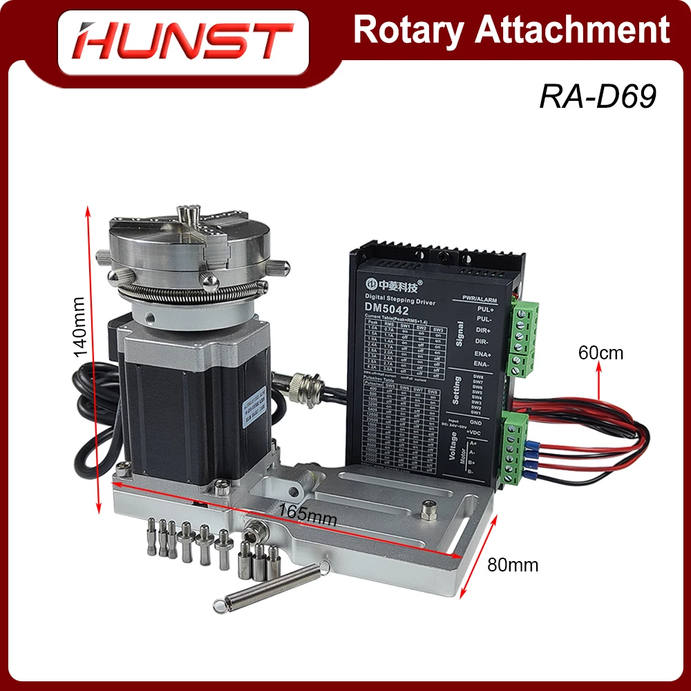 HUNST Rotary Attachment Diameter 69mm Device Fixture Gripper Three Chuck Rotary Worktable for Laser Marking Parts Machine