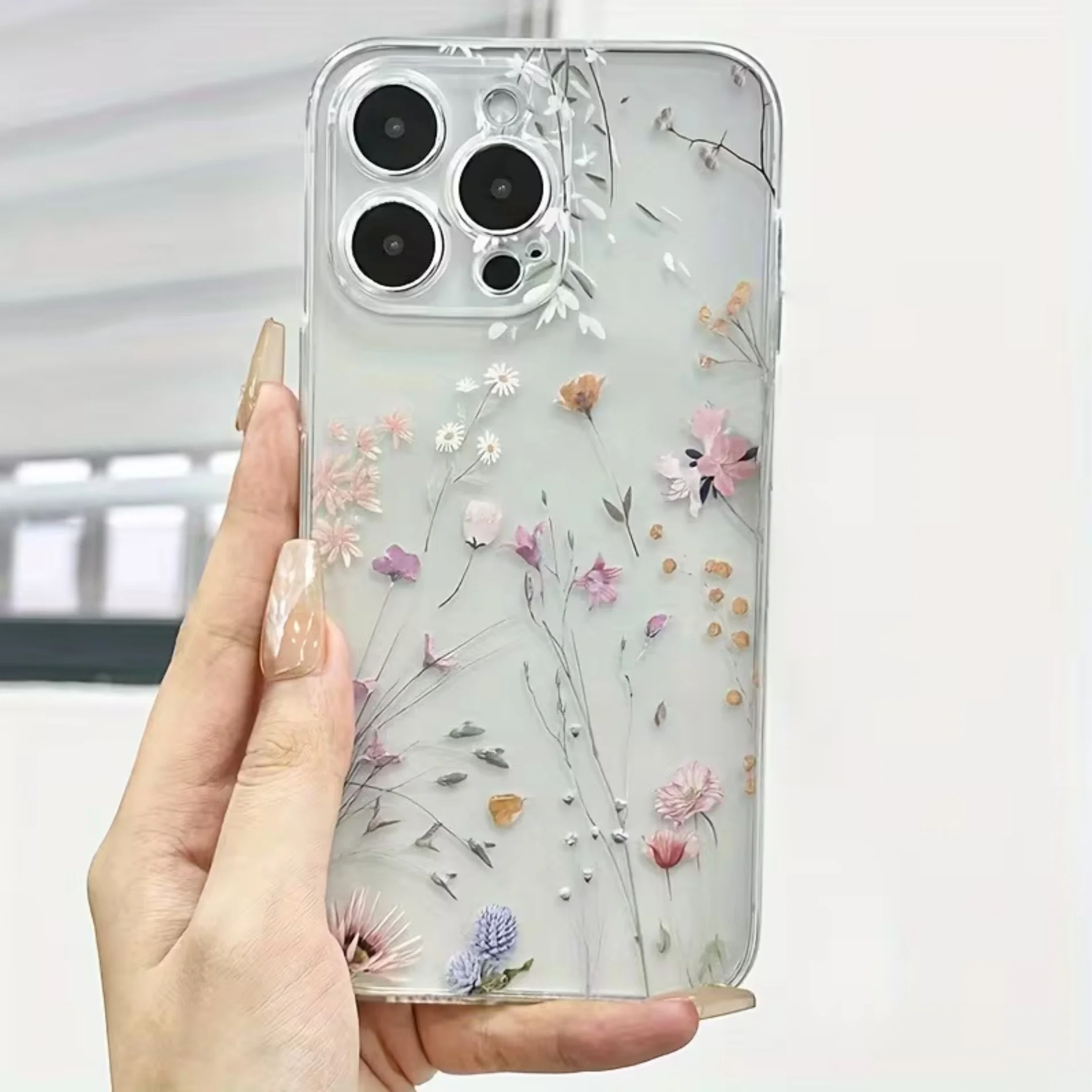 Clear Phone Case For iPhone 18 17 16 15 14 13 12 11 Pro Xs Max 8 7 Plus Mini 16e Air X Ins Aesthetic Floral Print Soft TPU Cover