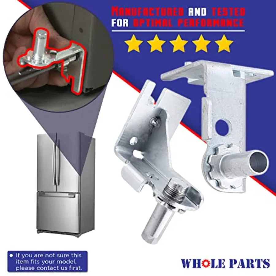 Whole Parts Refrigerator Adjustable Door Hinges Kit for Left and Right Doors #5303918455 - Replacement and Compatible w/Some Fr