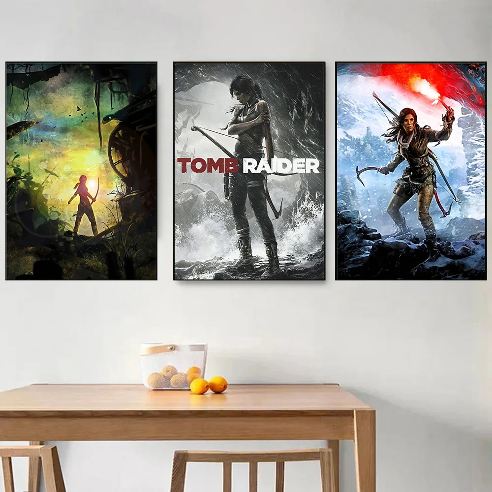 Hot Vedio Game Tomb Raider Series Collection Poster HD Printed Canvas Painting Wall Art Pictures Gamer Room Home Club Decor