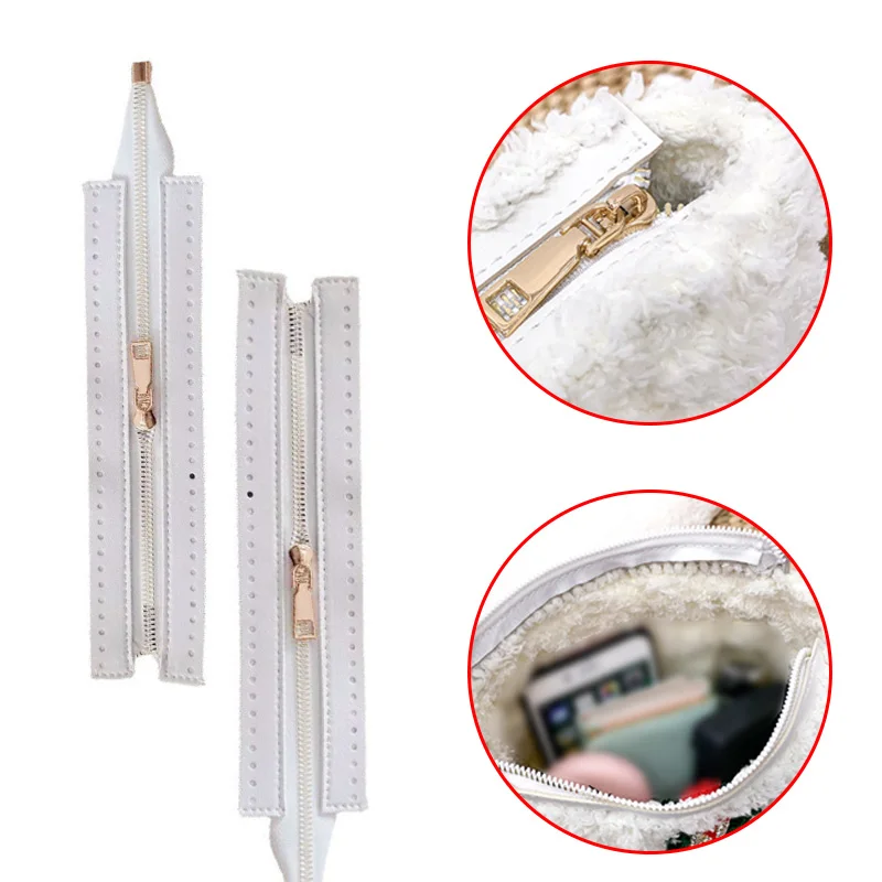 1PC DIY Woven Bag Hardware PU Leather Zipper Sewing Accessories Metal Zipper For Clothes Shoes Supplies